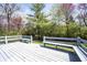 Spacious back deck with built-in benches offers a perfect outdoor living space for entertaining at 8041 Halyard Way, Indianapolis, IN 46236