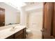 Bathroom featuring a single sink vanity and shower with tile floor at 8041 Halyard Way, Indianapolis, IN 46236