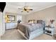 Spacious main bedroom with carpeted floor, ceiling fan and ample storage at 8598 S Riser Dr, Nineveh, IN 46164