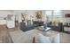 Bright living room with neutral palette, large windows, grey sofas, and an open floor plan at 8885 Lowell St, McCordsville, IN 46055