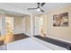 Large bedroom with hardwood floors, en suite bathroom and closet at 916 N Bradley Ave, Indianapolis, IN 46201