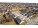 Aerial view of townhomes nestled in a quiet residential neighborhood, offering easy access to local amenities at 1623 Capra Ct, Beech Grove, IN 46107