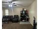 Living room with brown leather furniture and a meditation area at 1810 Farm Meadow Dr, Greenwood, IN 46143