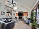 Spacious living room with vaulted ceilings, fireplace, and natural light at 1072 S State Road 67, Martinsville, IN 46151