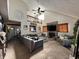 Spacious living room with vaulted ceilings, brick fireplace and a loft area at 1072 S State Road 67, Martinsville, IN 46151