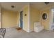 Covered front porch with bench seating and a welcome mat near the entry door at 12755 Forsyth St, Carmel, IN 46032