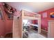 Bedroom featuring a loft bed with a desk and shelves underneath at 5782 Jamestown Square Ln, Indianapolis, IN 46234