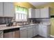 Updated kitchen with stainless steel appliances, light gray cabinets, granite countertops, and a window at 5782 Jamestown Square Ln, Indianapolis, IN 46234