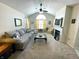 Comfortable living room with vaulted ceilings, fireplace, and plenty of natural light at 5850 Bradston Way, Indianapolis, IN 46237