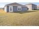 Home's backyard showcases durable siding, a well-maintained lawn, and new construction at 1132 Fleming Dr, Greenfield, IN 46140