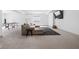 Relaxing basement with light grey couch, ping pong table, and a black rug at 16012 Forewood Ln, Fishers, IN 46037
