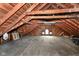 Spacious attic with exposed wooden beams, aged floors, and natural light at 66 N Ritter Ave, Indianapolis, IN 46219
