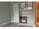 Bedroom with vinyl floors, light-gray walls and built-in storage at 5746 Overcrest Dr, Indianapolis, IN 46237