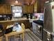 Cozy kitchen features stainless steel appliances and adjacent dining area at 214 S Howard St, Oxford, IN 47971