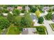 Overhead view of a home with a large, green, tree-lined yard in a residential neighborhood at 5208 Clear Lake Ct, Carmel, IN 46033