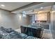 Finished basement featuring a comfortable media room with a projector and seating at 4030 W 193Rd St, Westfield, IN 46074