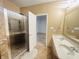 Bathroom with shower and double sink at 6405 Oyster Key Ln, Plainfield, IN 46168