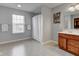 Functional bathroom featuring a vanity, a shower with curtain, and towel racks at 8218 Elsen Ridge, Avon, IN 46123