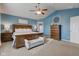 Charming main bedroom boasts a king bed, bedside tables, and stylish decor accents at 8218 Elsen Ridge, Avon, IN 46123