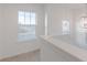 Bright carpeted stair landing featuring bright windows and modern chandelier at 9345 Anthem Ave, Plainfield, IN 46168