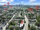 Aerial view showcasing Highland Park Townhomes location to downtown Indianapolis and Bottleworks District at 1517 E New York St, Indianapolis, IN 46201