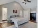 Bedroom featuring high ceilings, large windows, and elegant décor at 3659 Watson Rd, Indianapolis, IN 46205