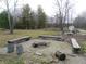 Cozy backyard firepit area with rustic seating nestled among mature trees at 6602 S 400 W, Columbus, IN 47201