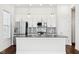 Modern kitchen with stainless steel appliances, gray backsplash, pendant lighting, and a center island with seating at 848 Kinzer Ave, Carmel, IN 46032