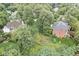 Aerial view of property showing surrounding trees and partial view of the brick home at 9658 Farragut, Indianapolis, IN 46256