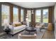 Bright living room with large windows, stylish furniture, and modern lighting fixtures at 9658 Farragut, Indianapolis, IN 46256