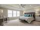 Spacious main bedroom with a tray ceiling, plush carpet, and a luxurious upholstered bed at 9658 Farragut, Indianapolis, IN 46256