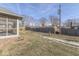 A fenced backyard featuring a strip of ice along the fence, leading toward neighboring houses at 223 Andrews Boulevard East Dr, Plainfield, IN 46168