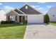 Charming home with a two-car garage, brick accents, and a well-maintained lawn and landscaping at 4236 Stubbington Ln, Indianapolis, IN 46239