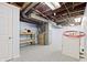 Unfinished basement with exposed ceiling and visible utilities at 8350 E Cr 200 S, Zionsville, IN 46077