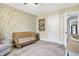 Bedroom showcasing a crib, shelving, and a light pink rug at 3145 N New Jersey St, Indianapolis, IN 46205