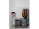 Well-organized closet space with wire shelving and metal drawers for efficient storage solutions at 450 E Ohio St # Apt 118, Indianapolis, IN 46204
