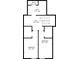Second floor floorplan showing two bedrooms, a hall, and two bathrooms with stairs at 602 E Beecher St, Indianapolis, IN 46203