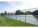 View of a fenced tennis court area with lush green lawn surrounding at 15542 Crofton Pl, Westfield, IN 46074