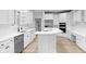 Bright, all-white kitchen with stainless steel appliances and a functional center island at 12878 Mayfair Ln, Carmel, IN 46032
