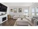 Cozy living room featuring an electric fireplace, plush seating, and contemporary decor at 20170 Edwick Dr, Westfield, IN 46074