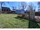 A lush green backyard with partial fencing and a detached garage at 3533 N Grant Ave, Indianapolis, IN 46218