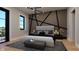 Well-lit bedroom with a large bed, stylish accent wall, hardwood floors, and modern lighting at 124 1St. Se Ave, Carmel, IN 46032