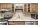 A close up of a modern kitchen featuring sleek appliances and attractive countertops at 2207 Rome Dr # B, Indianapolis, IN 46228