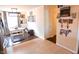 Inviting dining area with bench seating, hardwood floors, and modern lighting at 2847 Merts Dr, Indianapolis, IN 46237