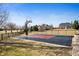 The backyard includes a basketball court with black metal fencing and easy access to the house at 4431 Hickory Stick Row, Greenwood, IN 46143