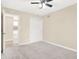 Inviting bedroom with closet, and neutral carpet and fresh paint complemented by a ceiling fan at 6775 W Woodcrest Dr, Greenfield, IN 46140