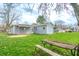 Spacious backyard featuring green grass, a picnic table, and mature trees offering ample shade at 7610 Brehob Rd, Indianapolis, IN 46217