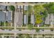 Overhead view showcasing orderly neighborhood streets, mature trees, and a mix of residential homes at 206 N Hamilton Ave, Indianapolis, IN 46201