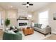 Cozy living space with a decorative fireplace, contemporary furniture, and ample natural light at 2110 N Talbott St, Indianapolis, IN 46202