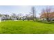 Large backyard with green grass and mature trees, great for outdoor activities and relaxation at 3841 Constitution Dr, Carmel, IN 46032